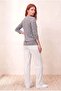 Women's Gray Melange Soft Textured Comfortable Cut 3/4 Sleeve Loose Tunic Blouse Luisa - 4