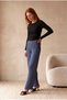 Women's Black Corded 95% Cotton / 5% Elastane Slim Fit Crew Neck Long Sleeve Side Gathered Lace-Up Blouse Angela