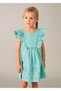 Girl's Guipure Detailed Ruffle Sleeve Dress Mint 3939
