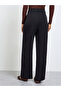 Black Pintuck Detail Straight Pants - 4