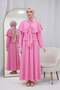 Cape with Gold Buckle Detail Skirt Suit in Pink - 2