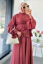 Premium Ruffle Detailed Siena Muslin Skirt Set - Dusty Rose - 3