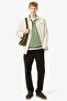 Zip-Up Fleece Sweatshirt Green Zippered High Collar Cotton Men's Sweatshirt Green - 7