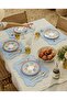 4-Piece Blue Elise Linen American Service Supla |   Stain Resistant |   Modern Table Decor - 7
