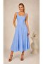 Women's 100% Cotton Square Neck Strap Midi Length Lined Slim Fit Summer Dress 26081 - 4