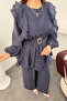 Tencel Modal Fabric Flounce and Belted Blouse and Trouser Set 080 - 7