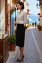 Women's Midi Length Pencil Cut Slit Regular Waist Scuba Crepe Knitted Skirt Lined Comfortable Daily Casual - 2