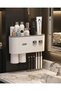 Double Dispenser Toothpaste Squeezer Bathroom Organizer with 6 Brush Holder Cups
