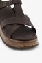Brown Genuine Leather Cross-Strapped Wedge Sole Women's Sandals - 3