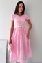 Women's Embroidered Belted Midi Dress Short Sleeve Casual Stylish Dress - 4
