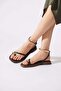 Turas women's thong sandals with ring buckle - coffee leather - 2