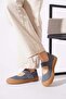 Testar Genuine Leather Women's Shoes with Beret, Scarf and Toe Cap, Blue Nubuck - 3