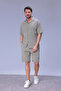 Men's Comfortable Fit Linen Shirt with Pockets and Elastic Waist Shorts Summer Oversize Set