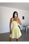 Buttoned Neck Mini Dress - Yellow - 2