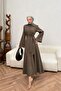 Belt Detailed Shirt Collar Tencel Dress - Khaki - 2