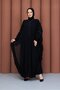 Stoned Chiffon Detailed Abaya with Inner Dress in Black - 5