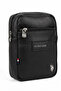 Black Men's Crossbody Shoulder Bag 2in1 Backpack Zippered Casual Leather Bag - 5