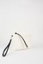 Women's Bellis Knitted White Lined Faux Leather Wrist Strap Portfolio Handbag and Clutch Bag - 4