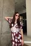 Asatet Saten Patterned Dress with Lace Details - 5