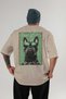 For Dog Lovers 35 Beige Oversize T-Shirt with Dog Print on the Back 100% Cotton Unisex Dog Lover Premium Design - 2
