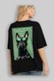 For Dog Lovers 35 Black Oversize T-Shirt with Dog Print on the Back 100% Cotton Unisex Dog Lover Premium Design - 4