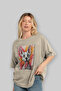 For Dog Lovers 45 Front Dog Printed Beige Oversize T-Shirt 100% Cotton Unisex Dog Lover Premium Design - 4