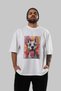 For Dog Lovers 45 Front Dog Printed White Oversize T-Shirt 100% Cotton Unisex Dog Lover Premium Design - 6