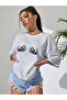 Women / Girls Skeleton Hand Printed Oversize T-Shirt Casual Boyfirend - 2
