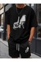 Men's Premium Oversize Detail Printed Men's Premium Oversize Top and Bottom Set T-Shirt and Shorts Set