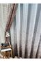 New Design Brown Mink Patterned Right/Left Set Tulle Background Curtain - 2