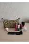 Green Floral Patterned Quilted Multi-Purpose Makeup Bag & Vintage Pen Holder, Organizer - 4