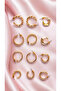 Women's Basic Gold 6 Model Earrings 6 Pairs