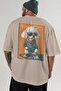 For Dog Lovers 44 Back Dog Print Beige Oversize T-Shirt 100% Cotton Unisex Dog Lover Premium Design - 5