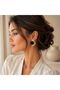 Black Stone Gold Sun Model Women's Earrings - 3