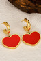 Red Heart Steel Gold Earrings - 5