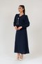 Women's Navy Blue Linen Lace Detailed Skirt Suit - 2