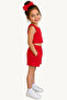 Girls' Red Crop Tank Top and Shorts Set Ribbed Fabric Summer Comfortable Two-Piece Set - 2