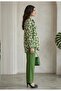 Khaki Patterned Shirt and Solid Trousers Two-Piece Set - 2