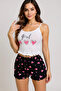 Heart Patterned Suspender Shorts Pajama Set - 2