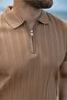 Camel Half Zipper Polo Collar Men's Knitwear T-Shirt E7458 - 3