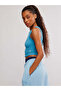 Seamless Jacquard Sleeveless Sports Bustier - Blue - 4
