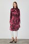 Satin Tunic with Scarf Collar Detail - Plum
