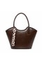 Leopard Scarf Detailed Brown Patent Leather Look Women's Hand and Shoulder Bag - 3