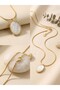 Oval White Stone Steel Necklace - 2