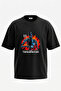Terminator Robot Design Back Printed Cotton Black Oversize T-Shirt