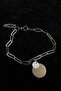 Silver Color Two Sequin Model Paperclip Chain Steel Anklet - 3244 - 2