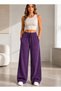 Women's Star Stone Wide Leg High Waist Loose Cut Pocketed Trousers Style Sweatpants - 2