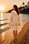 Women's Peshtemal Kimono Beach Robe – 100% Cotton Viscose - 3