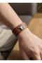 Tan Wide Leather Men's Bracelet - Bull Skull Figured - 2