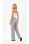 Women's Muslin Look Palazzo Sweatpants Gray Color Wide Leg High Waist - 4